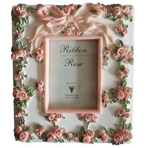 Roses and Ribbons Picture Frame Pink Hand Painted